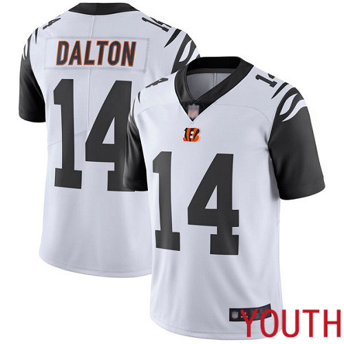 Cincinnati Bengals Limited White Youth Andy Dalton Jersey NFL Footballl #14 Rush Vapor Untouchable->youth nfl jersey->Youth Jersey